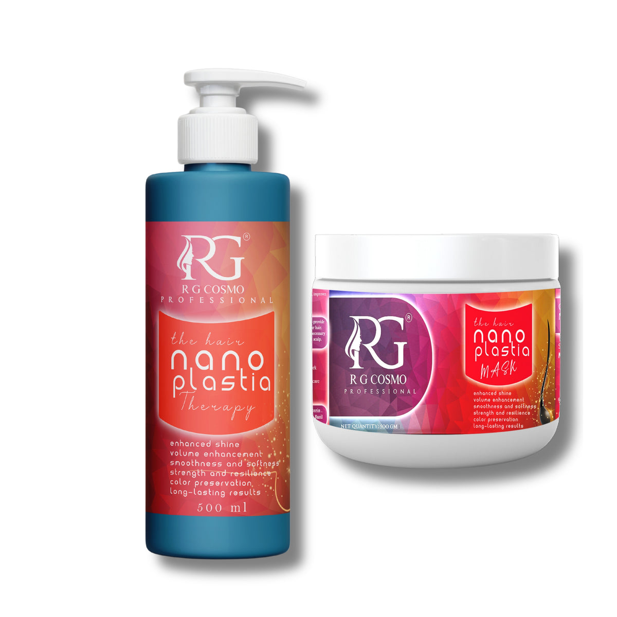 RG COSMO Supreme Straight Nanoplastia 30K Molecular Weight Hair Therapy & Repair Mask – 500ml x 2  | Pack of 2 |