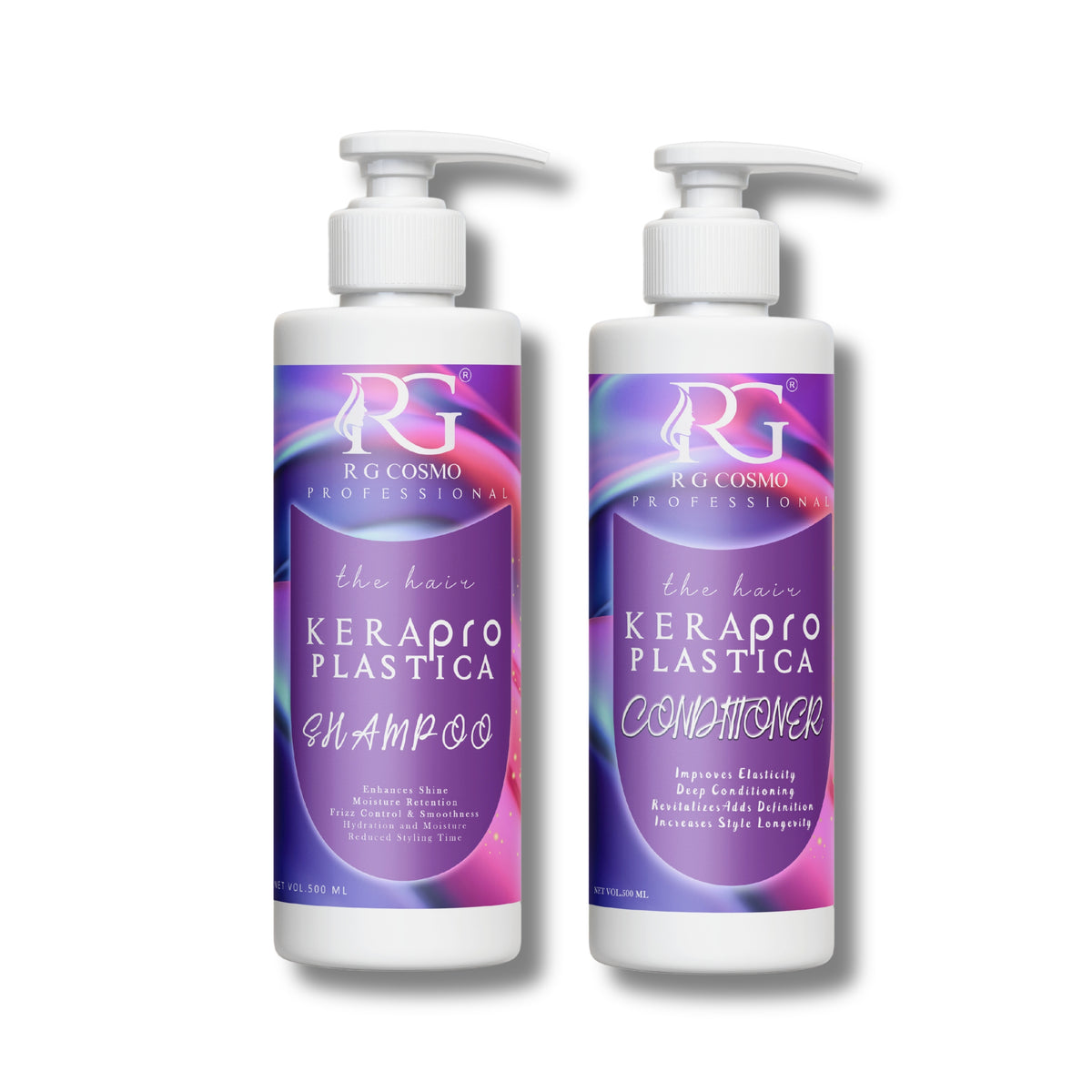 RG COSMO Kerapro Keratin Therapy Shampoo & Conditioner – 1000ml | Sulfate-Free Hair Care Duo | Frizz Control, Deep Repair & Shine Boost | Keratin + Protein Complex | For Dry, Damaged, Chemically Treated Hair